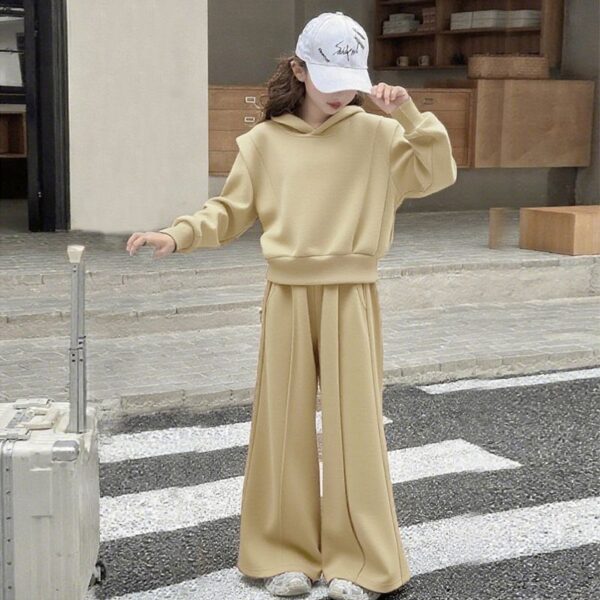 2-piece wide leg girls(4-10yrs)Purple and cream colors