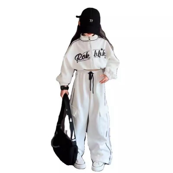 2-piece cotton wide leg(3-12yrs) black&white