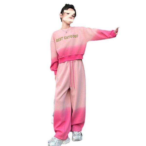 2-piece pink wide leg girls(3-12yrs)